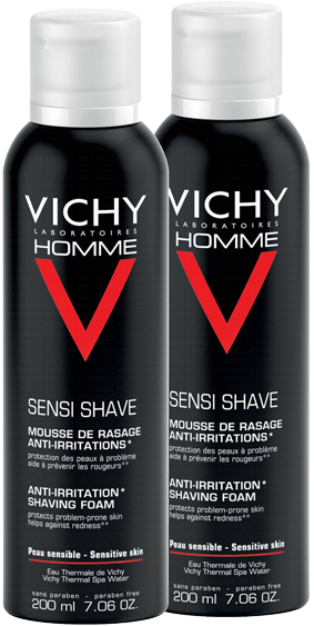 Vichy homme mousse à raser anti-irritations lot de 2 x 200 ml